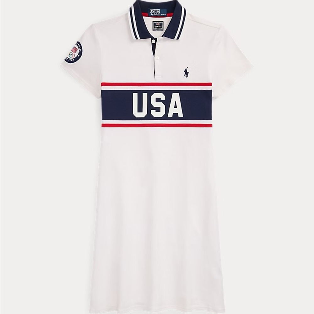 Polo by Ralph Lauren White Navy Red USA Polo Dress